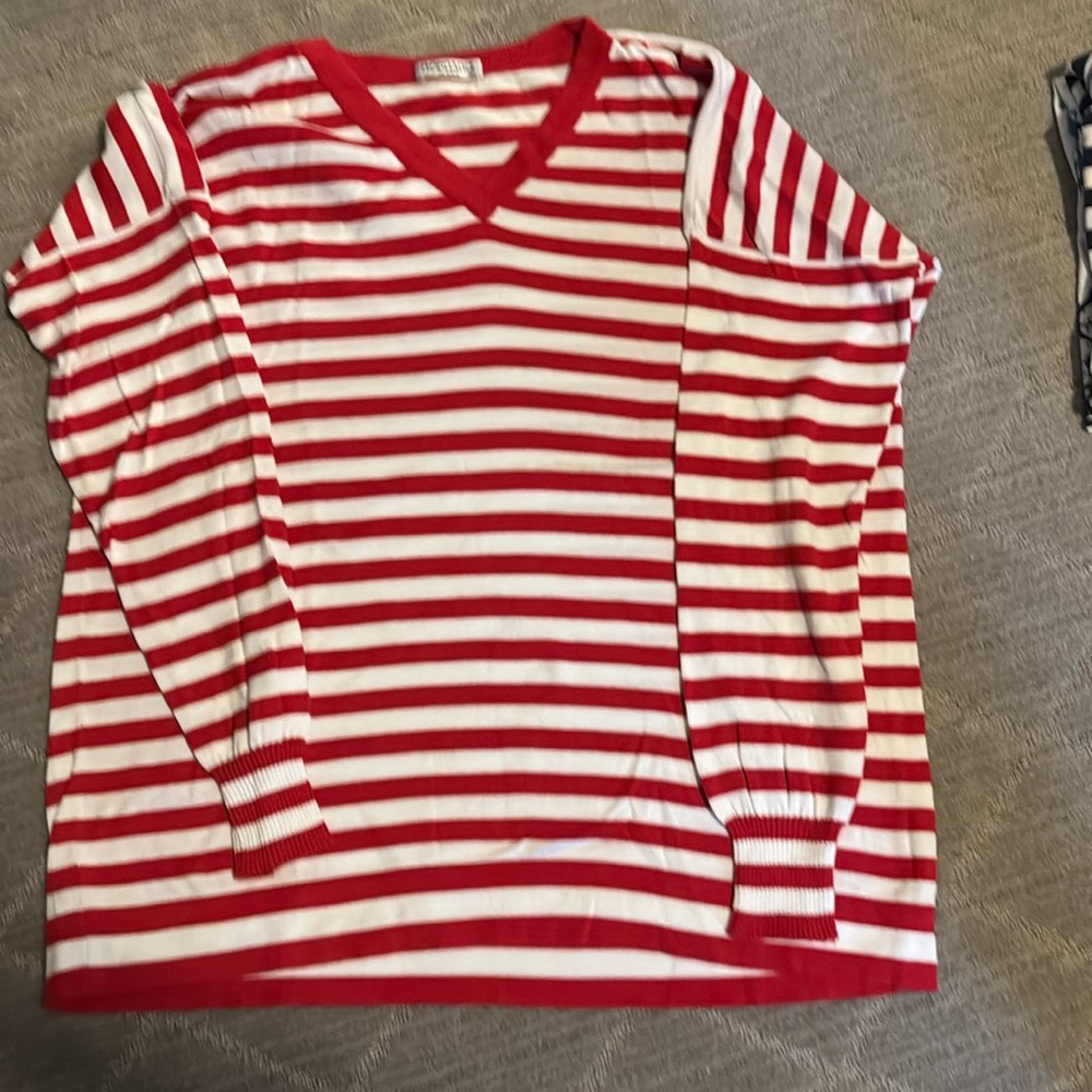 Red and white striped summer sweater
